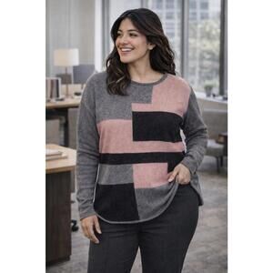 Charter Club Luxury Cashmere Colorblock Sweater - Medium